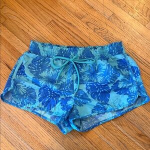 Aerie Blue Tropical Print Shorts M